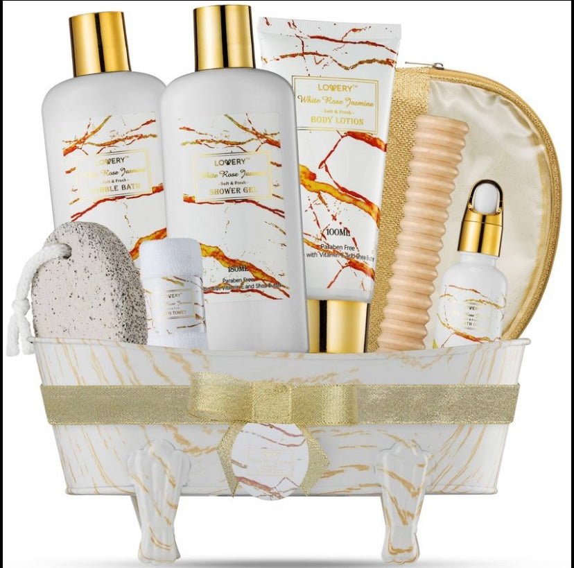 Spa Gifts, Relaxation Bath and Body Kit - White Rose Jasmin